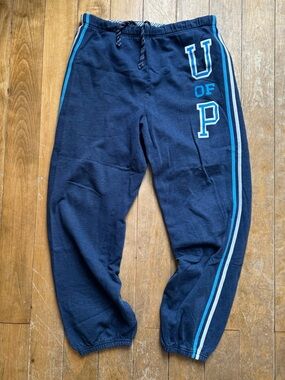 Victoria's Secret Navy Sweat Joggers with Light Blue Stripe